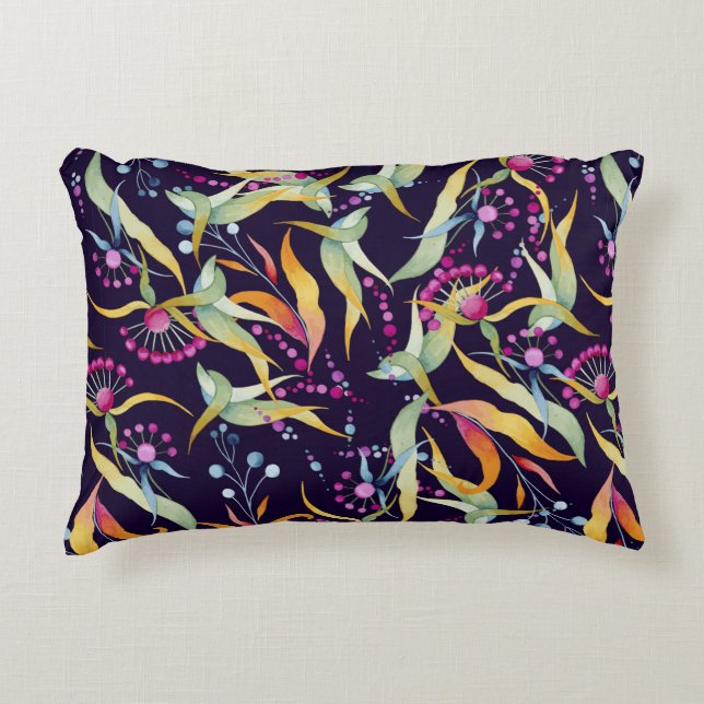 seamless pattern consisting of various plants, flo decorative cushion (Front)