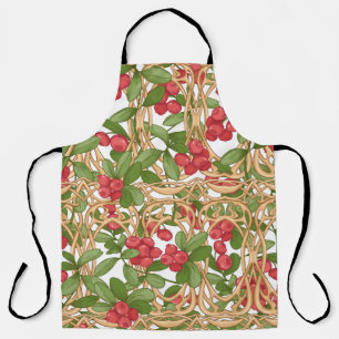 Seamless pattern cranberry in a wicker basket made apron