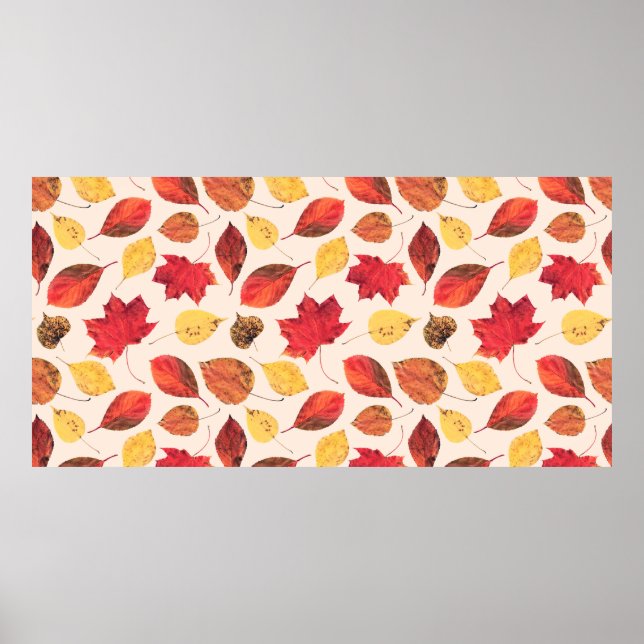 Seamless pattern created from real isolated leaves poster (Front)