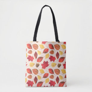 Seamless pattern created from real isolated leaves tote bag