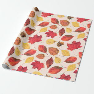 Seamless pattern created from real isolated leaves wrapping paper