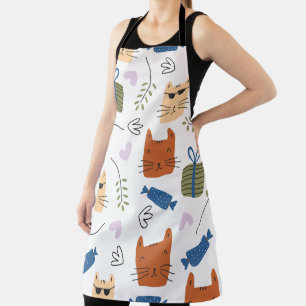 Seamless Pattern Cute Cats Apron