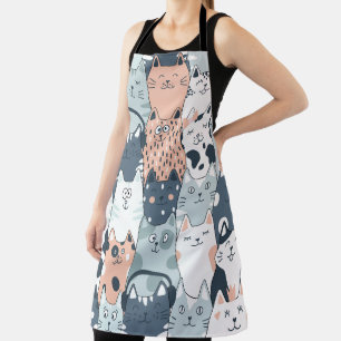 Seamless Pattern Cute Cats Apron