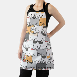 Seamless Pattern Cute Cats Apron