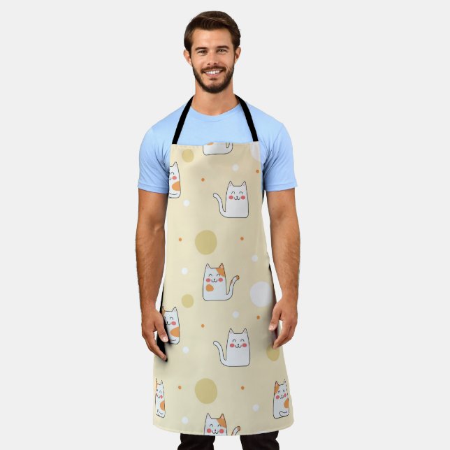 Seamless Pattern Cute Cats Apron (Worn)