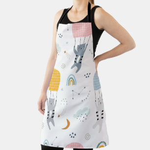 Seamless Pattern Cute Cats Apron
