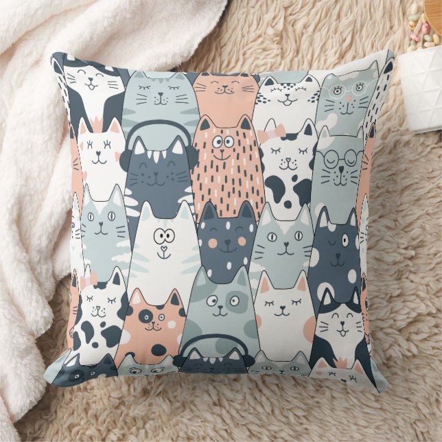 Seamless Pattern Cute Cats Cushion (Blanket)