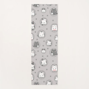 Seamless Pattern Cute Kawaii Cats Paw Yoga Mat
