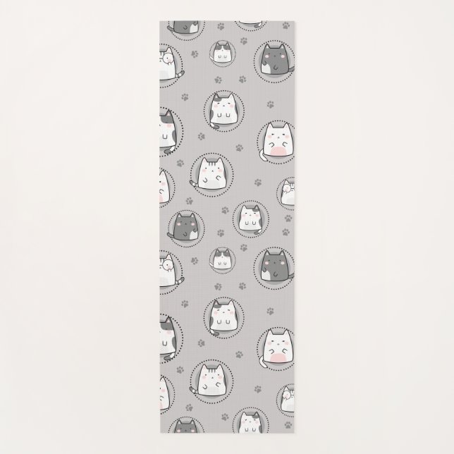 Seamless Pattern Cute Kawaii Cats Paw Yoga Mat (Front)