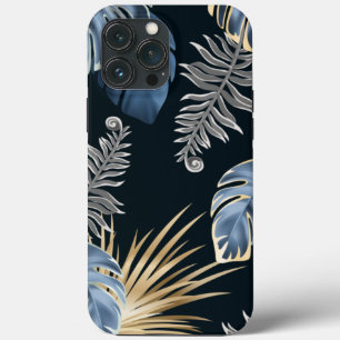 Seamless Pattern Dark Leaves Tropic Plants iPhone 13 Pro Max Case