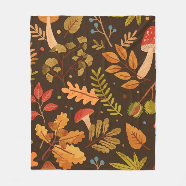 Seamless pattern decorated with autumn leaves, for fleece blanket (Front)