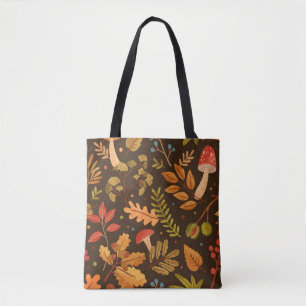 Seamless pattern decorated with autumn leaves, for tote bag