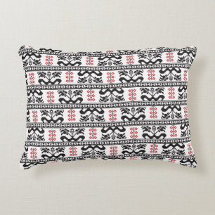 Seamless pattern design inspired by Romanian tradi Decorative Cushion