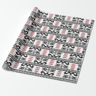 Seamless pattern design inspired by Romanian tradi Wrapping Paper