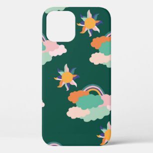 Seamless pattern design with colorful clouds and r iPhone 12 case
