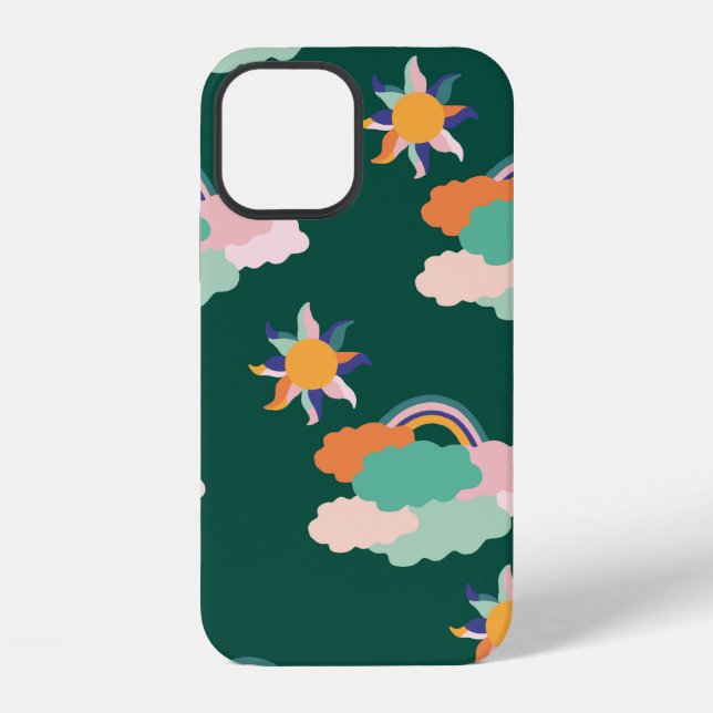 Seamless pattern design with colourful clouds and  iPhone case (Back)