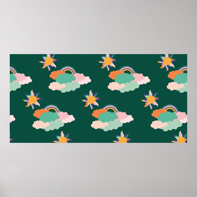 Seamless pattern design with colourful clouds and  poster (Front)