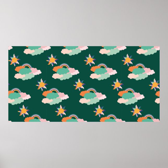 Seamless pattern design with colourful clouds and  poster (Front)