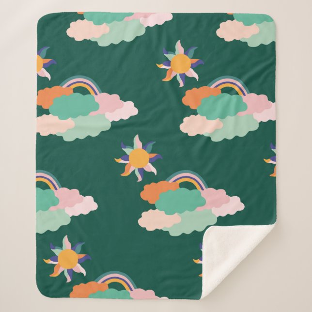 Seamless pattern design with colourful clouds and  sherpa blanket (Front)