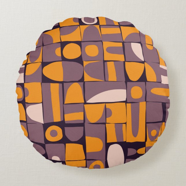 Seamless pattern design with sloppy geometric shap round cushion (Front)