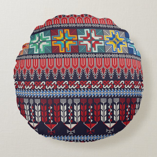Seamless pattern design with traditional Palestini Round Cushion (Front)