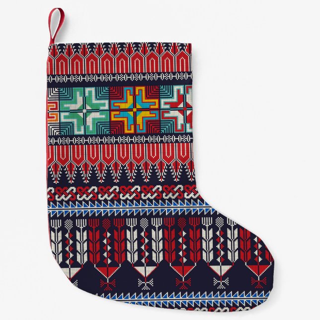 Seamless pattern design with traditional Palestini Small Christmas Stocking (Front)
