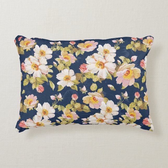 seamless pattern displaying bold flowers. Elegance Decorative Cushion (Front)