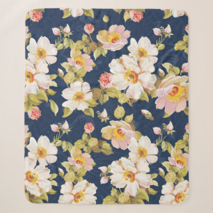 seamless pattern displaying bold flowers. Elegance Sherpa Blanket
