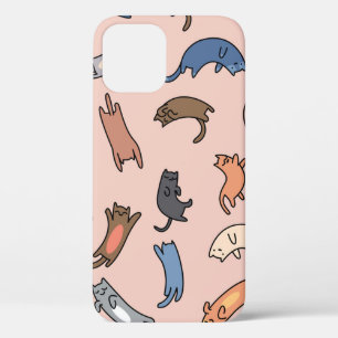 Seamless pattern doodle cats,illustration iPhone 12 case