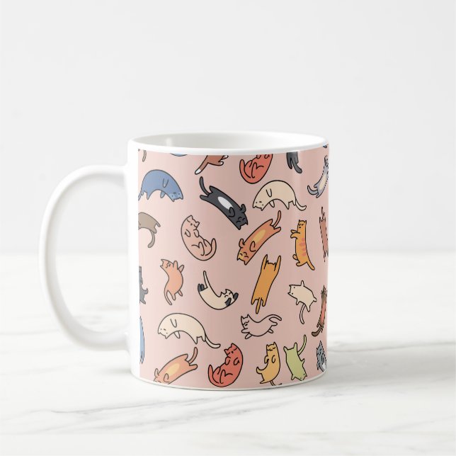 Seamless pattern doodle cats,illustration coffee mug (Left)