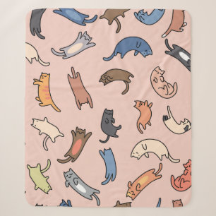 Seamless pattern doodle cats,illustration sherpa blanket