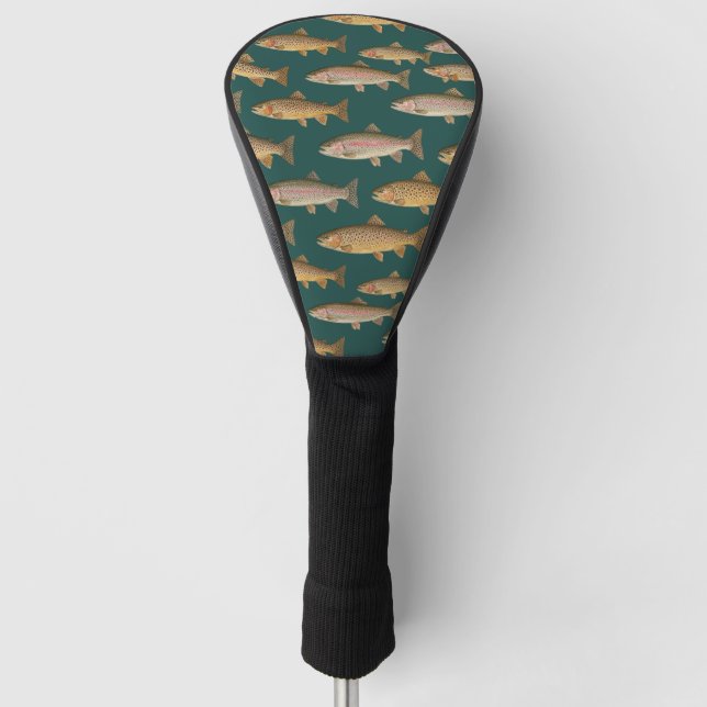 Seamless Pattern Fishing Lover  – Trout Fishing    Golf Head Cover (Front)