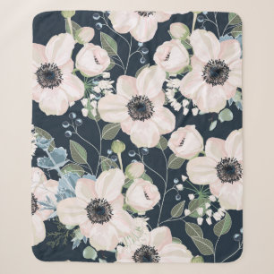 Seamless pattern floral watercolor style design: g sherpa blanket