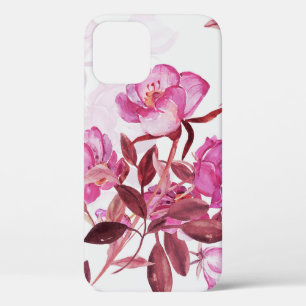 Seamless pattern flowering branch of rose hips. Wa iPhone 12 Case
