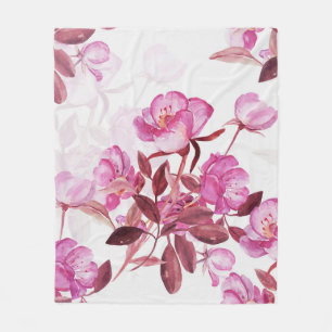 Seamless pattern flowering branch of rose hips. Wa Fleece Blanket