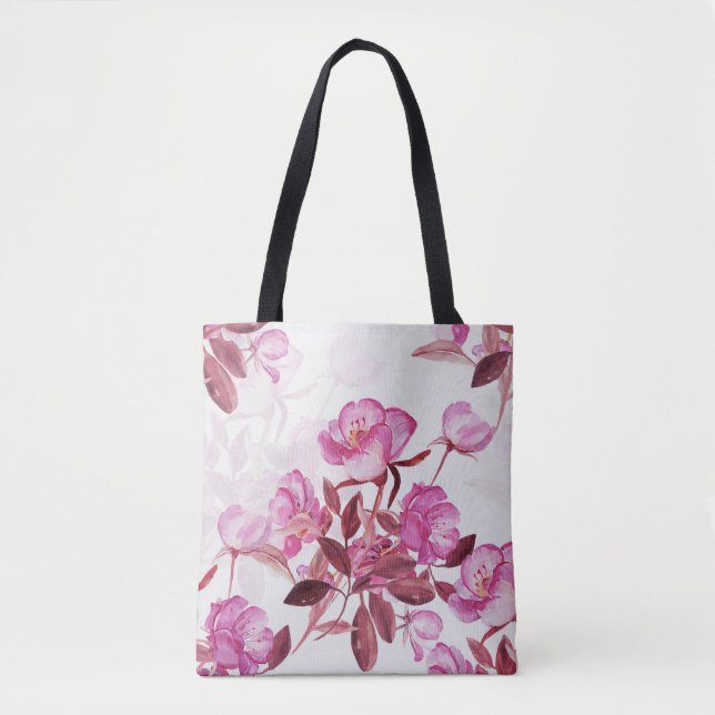 Seamless pattern flowering branch of rose hips. Wa Tote Bag (Front)