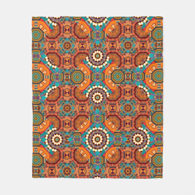Seamless pattern from mandalas painted in brown, b fleece blanket (Front)