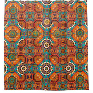 Seamless pattern from mandalas painted in brown, b shower curtain