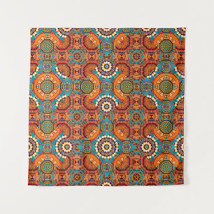 Seamless pattern from mandalas painted in brown, b tapestry