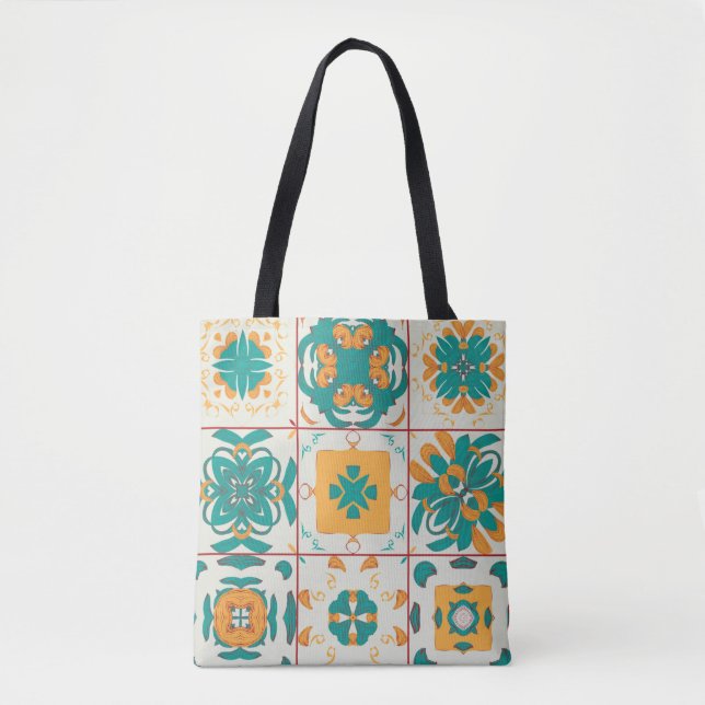 Seamless pattern from the 9 arabic tilesabstract,a tote bag (Front)
