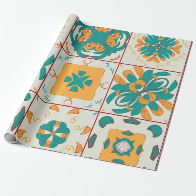 Seamless pattern from the 9 arabic tilesabstract,a wrapping paper (Unrolled)