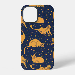 Seamless pattern, funny cats in everyday poses, pl iPhone 12 case