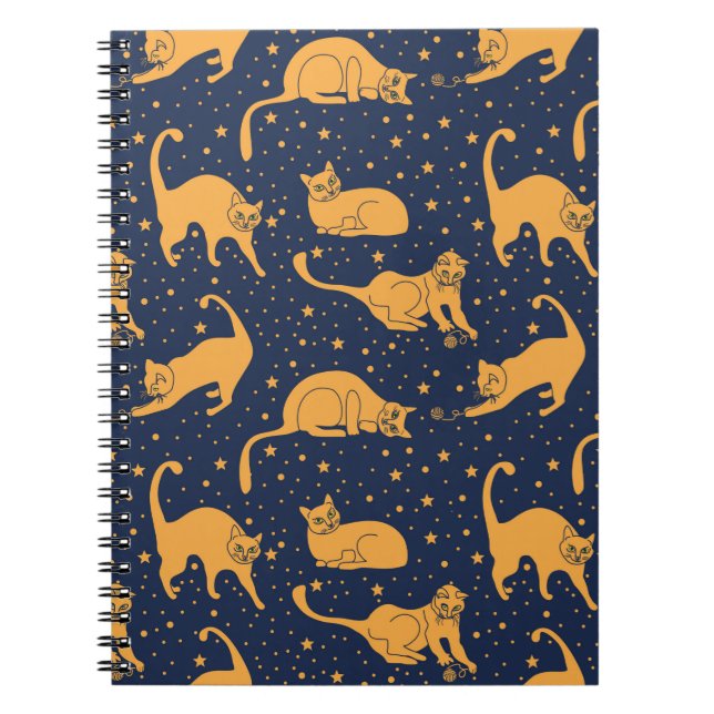 Seamless pattern, funny cats in everyday poses, pl notebook (Front)