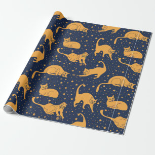 Seamless pattern, funny cats in everyday poses, pl wrapping paper