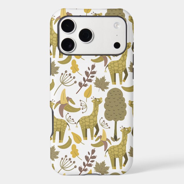 Seamless pattern Giraffe yellow white background (Back)