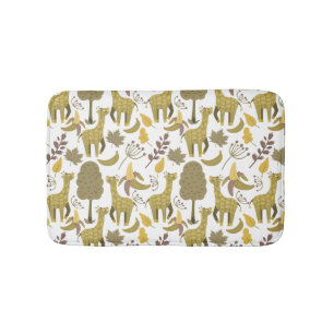 Seamless pattern Giraffe yellow white background Bath Mat
