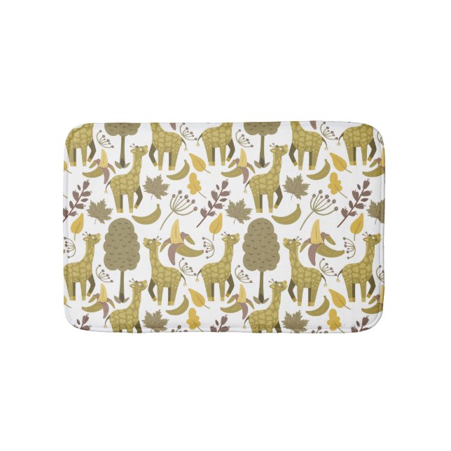 Seamless pattern Giraffe yellow white background Bath Mat (Front)