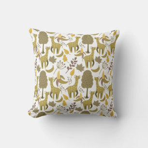 Seamless pattern Giraffe yellow white background Cushion