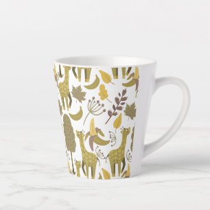 Seamless pattern Giraffe yellow white background Latte Mug