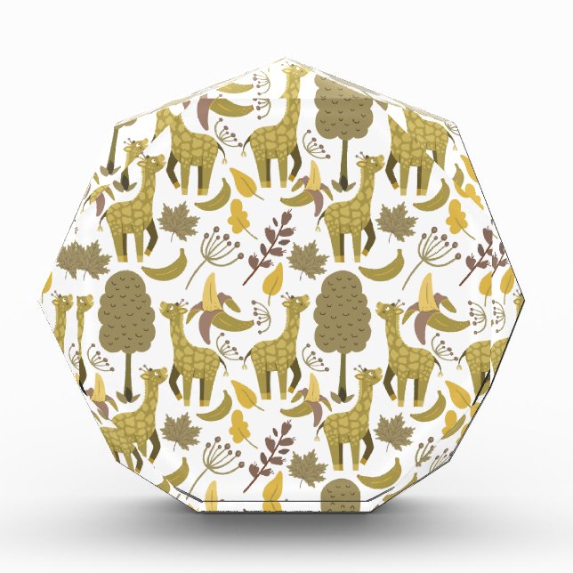 Seamless pattern Giraffe yellow white background Photo Block (Front)